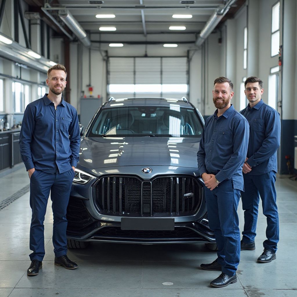 Echipa CleanCar în fața centrului de curățare auto